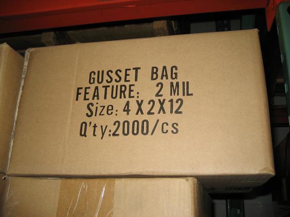 (image for) 4x2x12 2mil clear gusset poly bag (1000pcs)