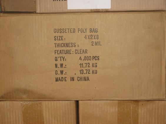 (image for) 4x2x8 2mil clear gusset poly bag (1000pcs)