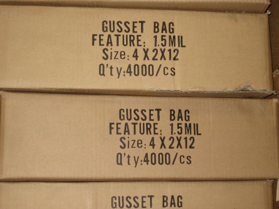 (image for) 4x2x12 1.5mil clear gusset poly bag (1000pcs)
