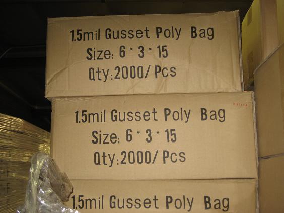 (image for) 6x3x15 1.5mil clear gusset poly bag (1000pcs)
